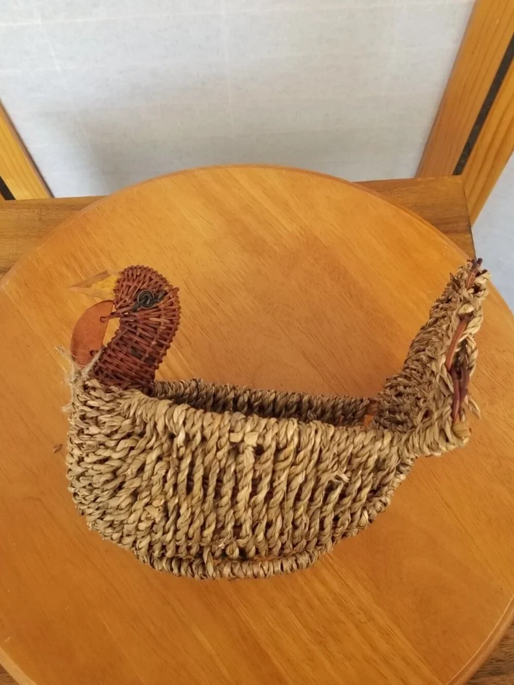 Vintage Wicker Turkey Basket Farmhouse Cottage Country Bird